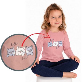 Dívčí triko Betty mode vel. 98-134 pudrové kočičky / dlouhý rukáv