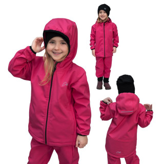 Dívčí jarní/podzimní softshellová bunda Esito s fleecem duo vel. 80-140 tmavě růžová