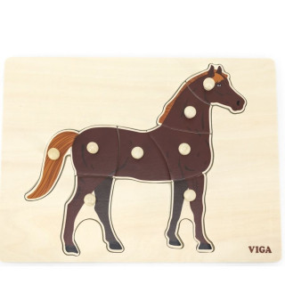 Dřevěná montessori vkládačka - puzzle Kůň