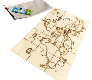 Dřevěné puzzle DINO k vybarvení - 15 dílků velké části