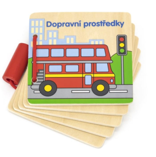 Dřevěná knížka dopravní prostředky
