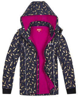 Dívčí softshellová bunda Wolf B2366 vel. 98/104-122/128 tmavě modrá se zlatými kometami
